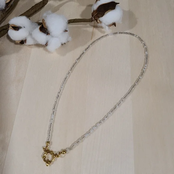 🩶🤍NEW🩶🤍 PRETTY!! SS 3MM Glass Bead Anchor Necklace in GREY,SILVER, &WHITE - Picture 13 of 13